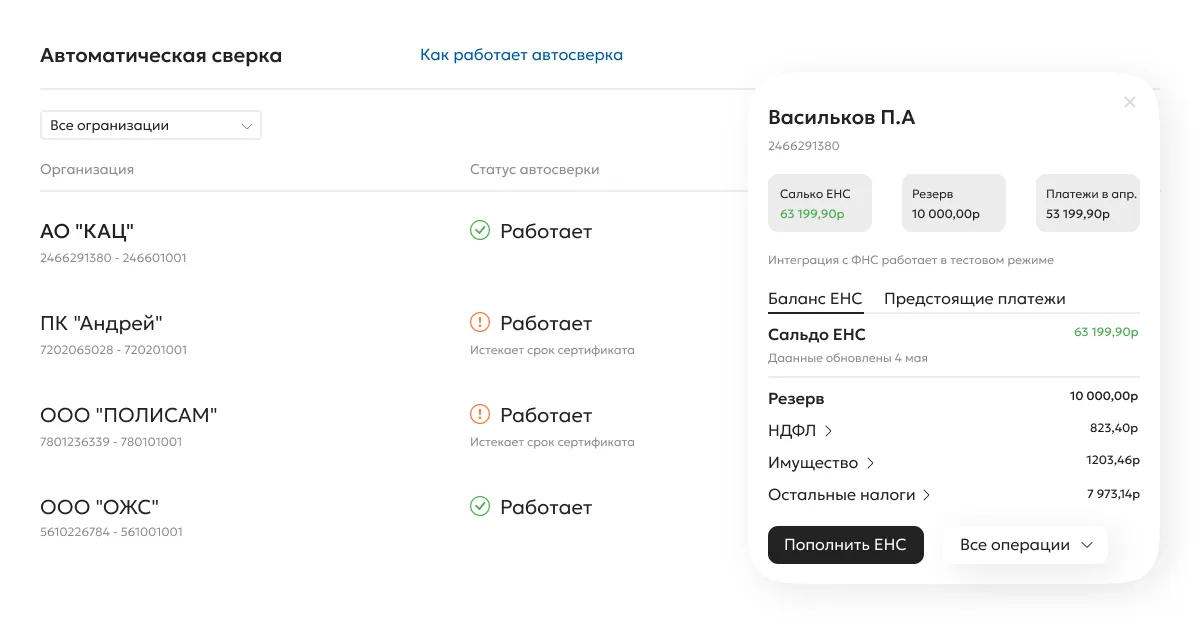 Автоматическая сверка с ЕНС в Контур.Экстерн